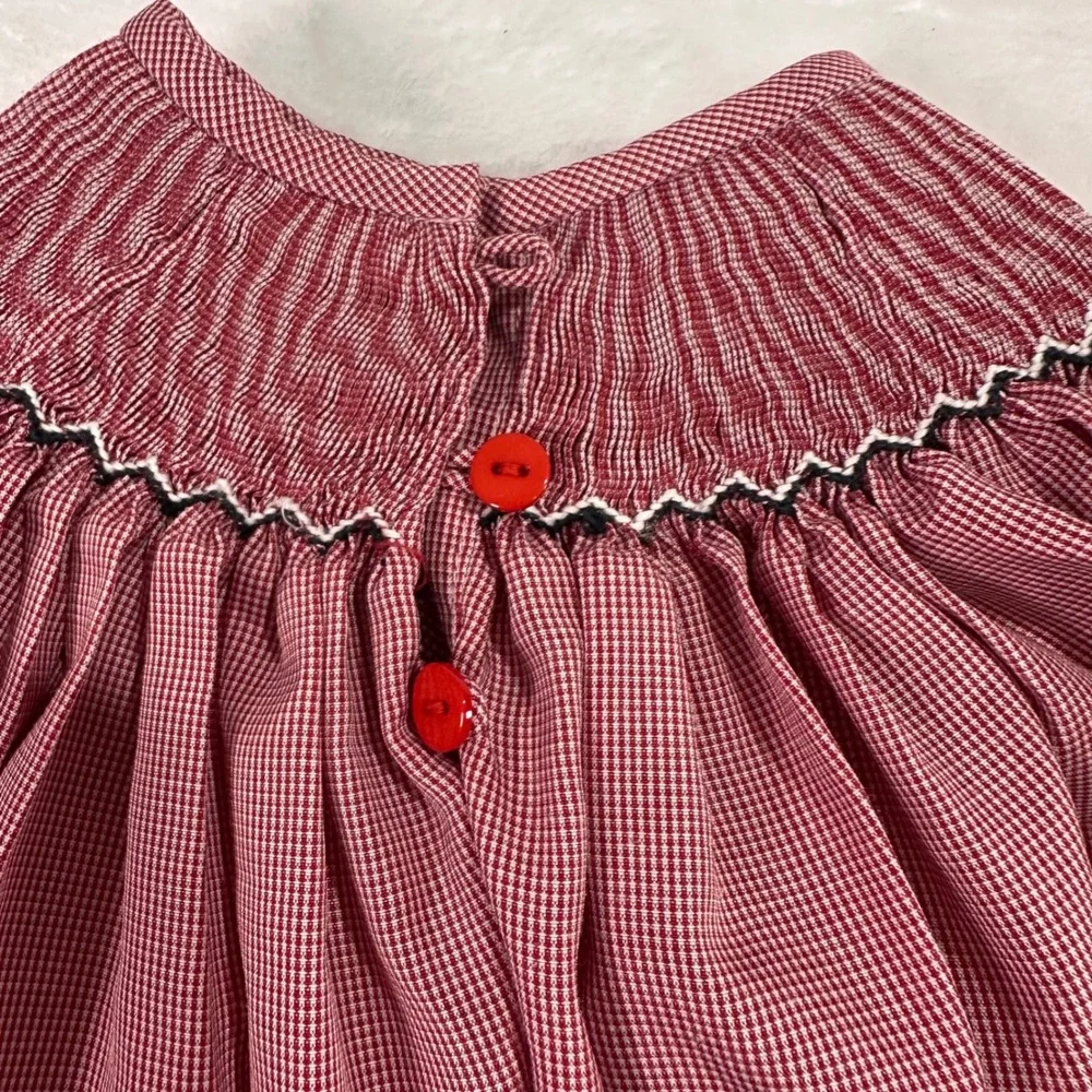 Sassy Lil Sprout Smocked Football Bubble Romper 9M Red Gingham Kids